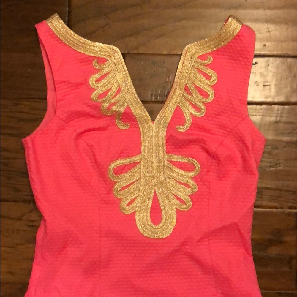 Lilly Pulitzer hot pink and gold dress💕✨